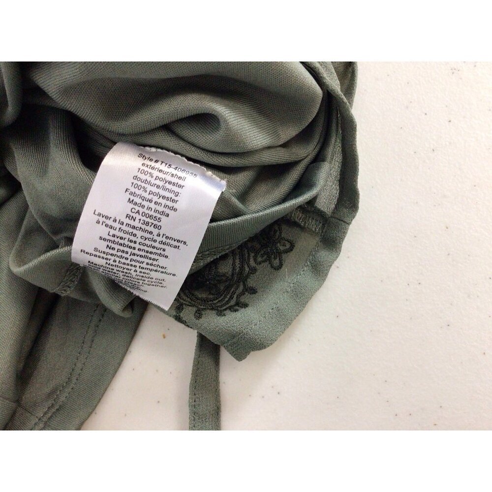 Thyme Green Embroidered Dress Babydoll Empire Waist Womens XL - Picture 10 of 10